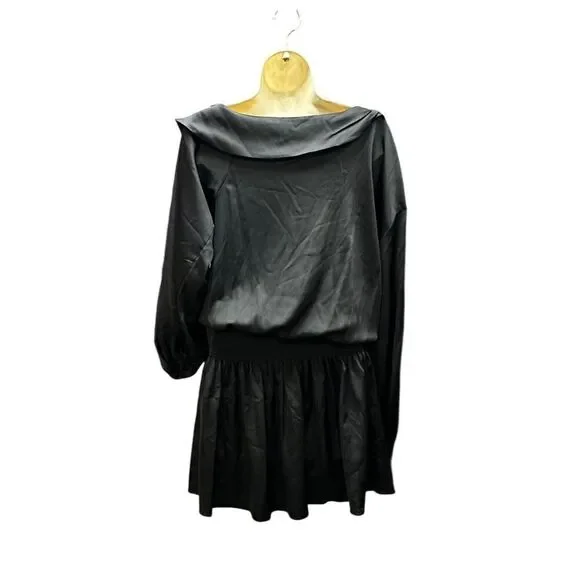 Ramy Brook Timothy Off Shoulder Blouson Mini Dress in Black NWT Small